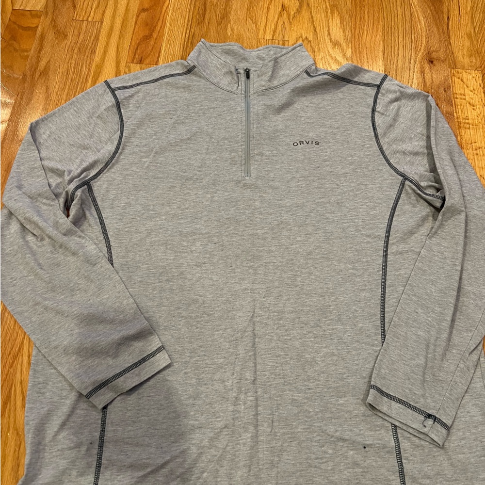 Orvis XL 1/4 Zip Light Grey Pullover